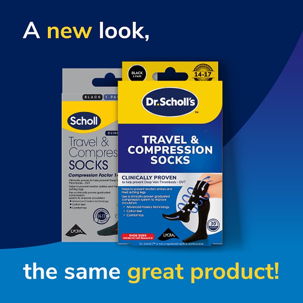 Scholl Flight Compression Socks Black W8-11 M6-9