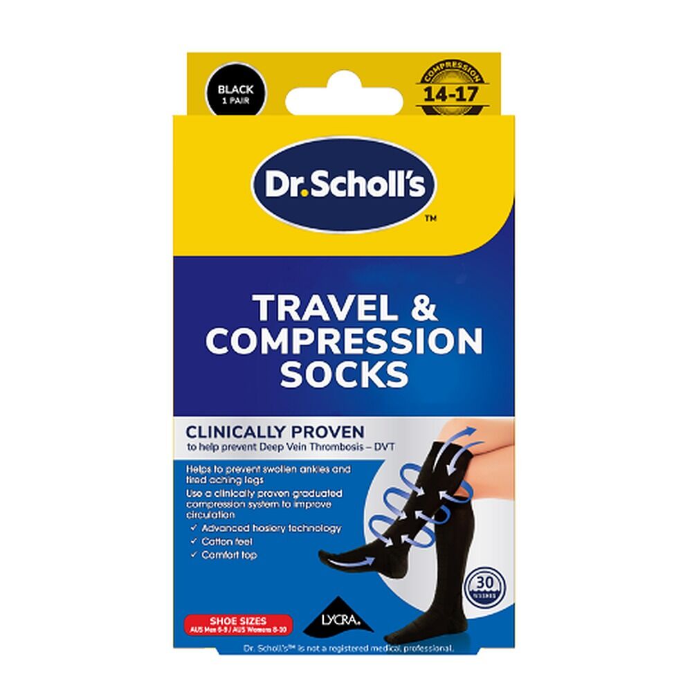 Scholl Flight Compression Socks Black W8-11 M6-9