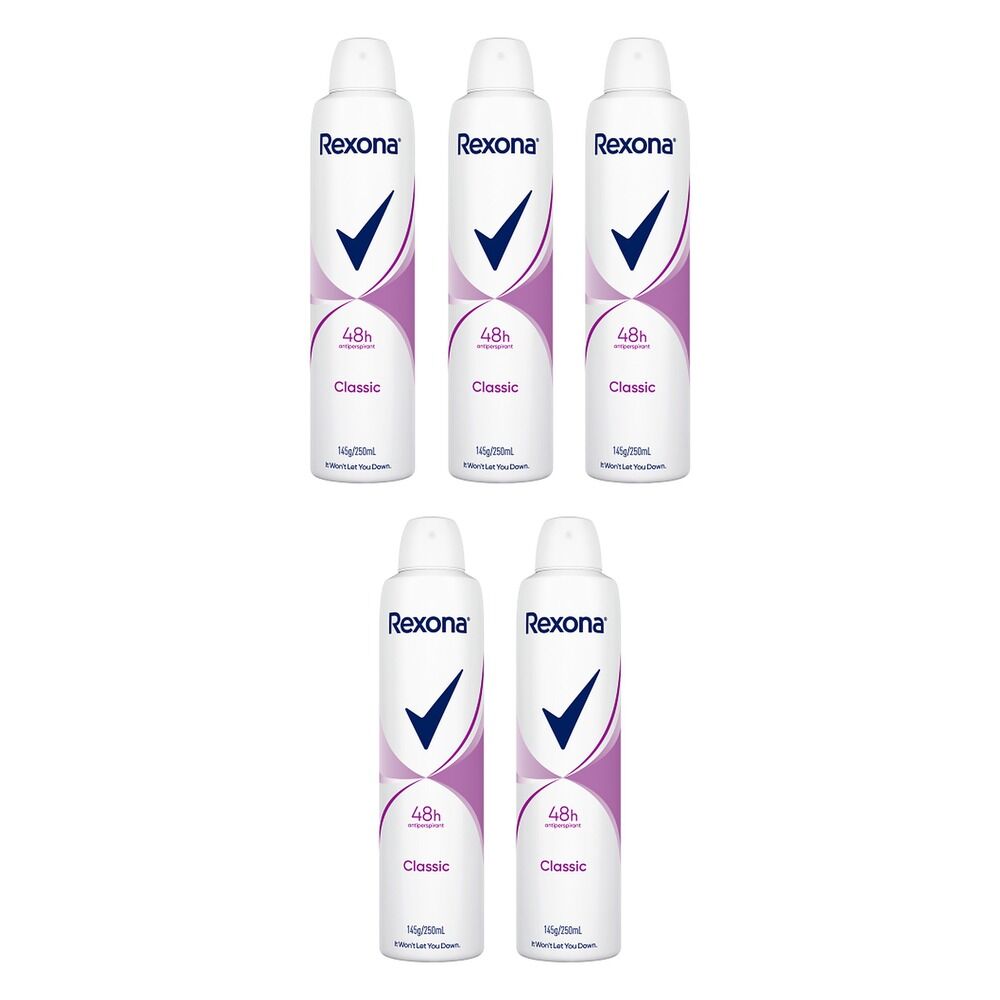 Rexona Antiperspirant Aerosol Deodorant Classic 250mL Pack of 5