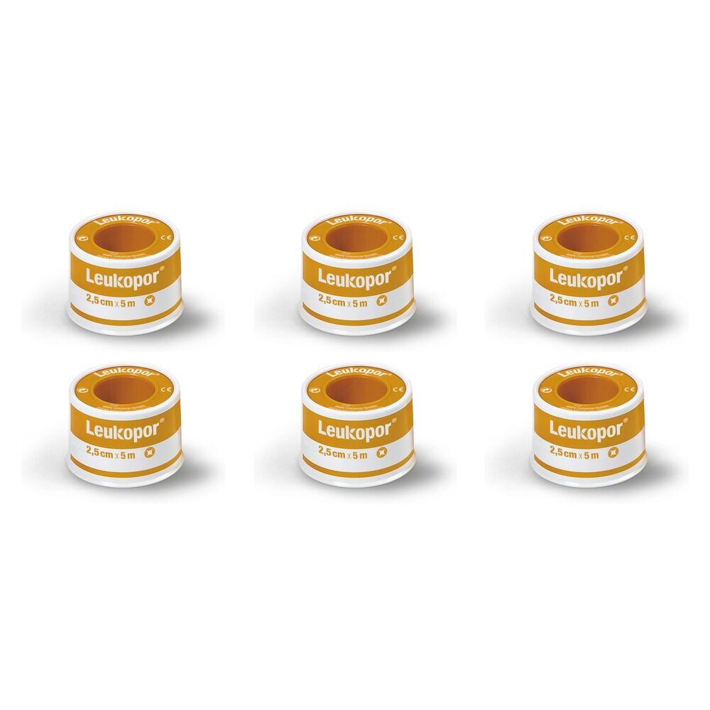 Leuko Leukopor Low Allergy Tape 2.5cm x 9.2m 12 Pack Bundle of 6