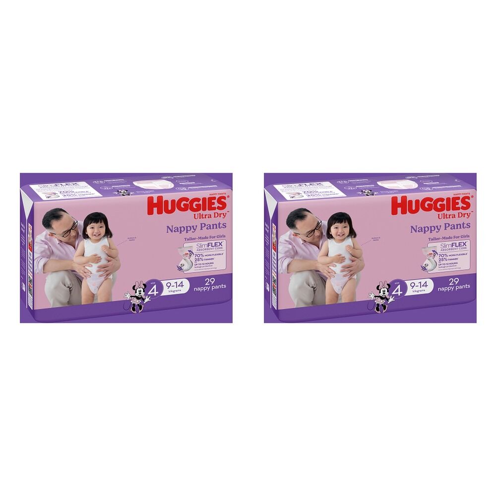 Huggies Nappy Pants Toddler Girl Size 4 29 Pack x 3 Bundle of 2