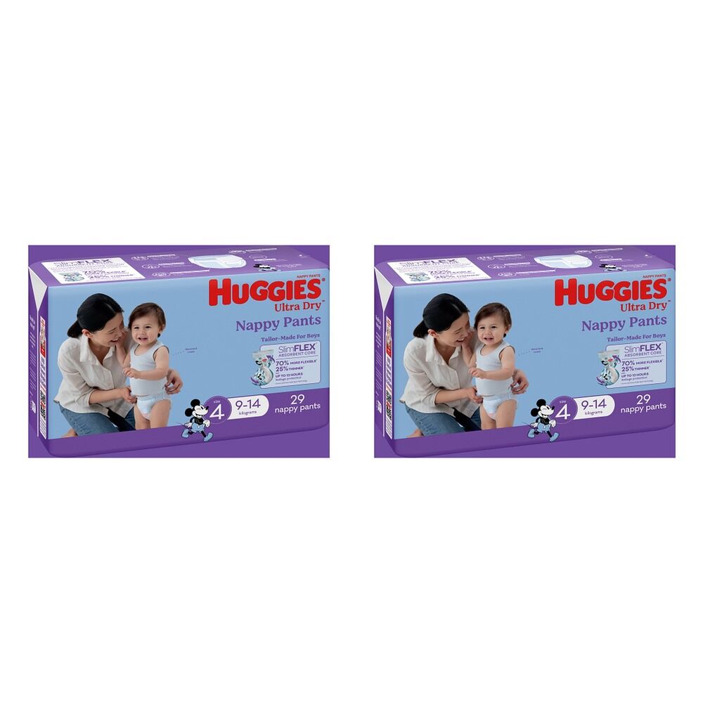 Huggies Nappy Pants Toddler Boy Size 4 29 Pack x 3 Bundle of 2