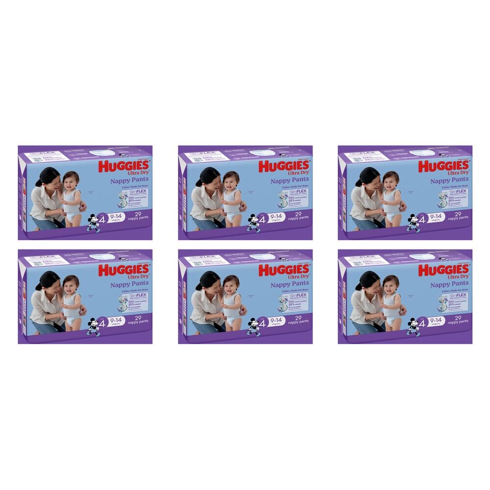 Huggies Nappy Pants Toddler Boy Size 4 29 Pack x 3 Bundle of 6