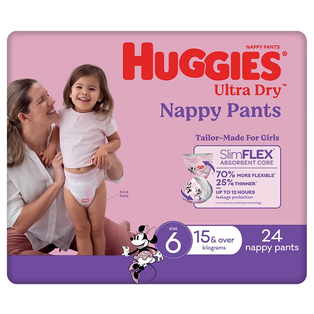 Huggies UltraDry Nappy Pants Junior Girl 24 Pack x 3