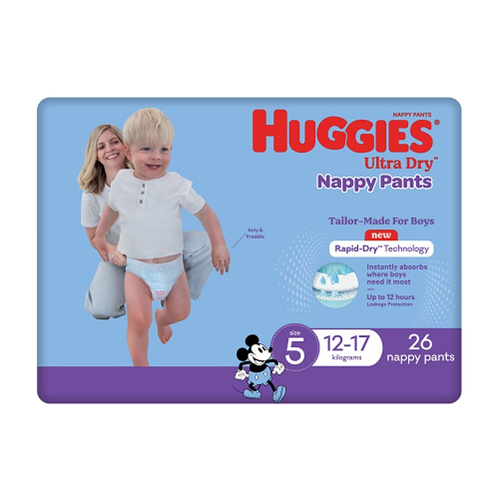 Huggies Walkers Nappy Pants for Boys 12-17kg 26 Pack x 3