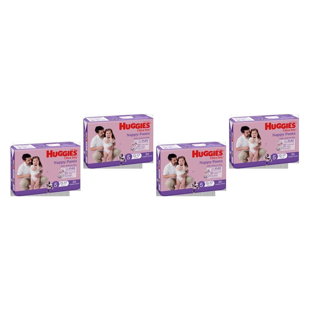 Huggies Walkers Nappy Pants for Girls 12-17kg 26 Pack x 3 Bundle of 4