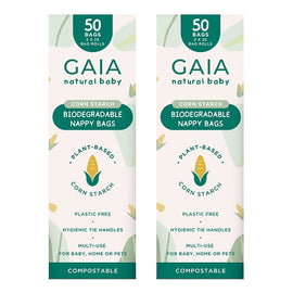 GAIA Natural Baby Biodegradable Nappy Bags 50 Pack Bundle of 2