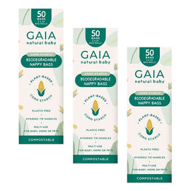 GAIA Natural Baby Biodegradable Nappy Bags 50 Pack Bundle of 3