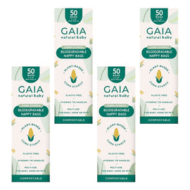 GAIA Natural Baby Biodegradable Nappy Bags 50 Pack Bundle of 4