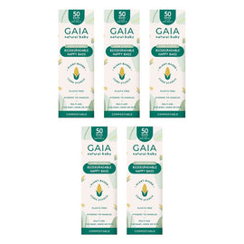 GAIA Natural Baby Biodegradable Nappy Bags 50 Pack Bundle of 5