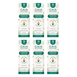 GAIA Natural Baby Biodegradable Nappy Bags 50 Pack Bundle of 6