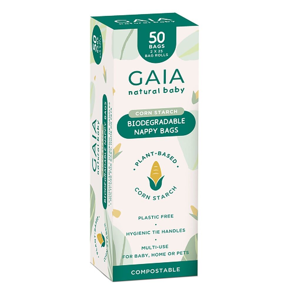 GAIA Natural Baby Biodegradable Nappy Bags 50 Pack