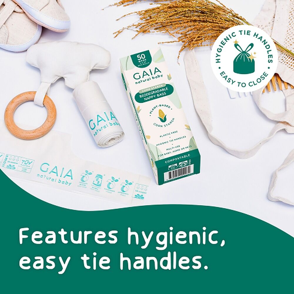 GAIA Natural Baby Biodegradable Nappy Bags 50 Pack