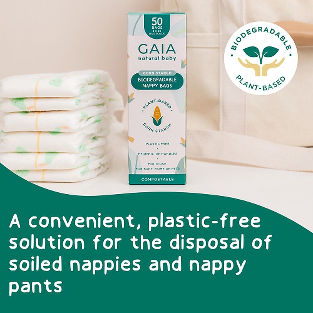 GAIA Natural Baby Biodegradable Nappy Bags 50 Pack