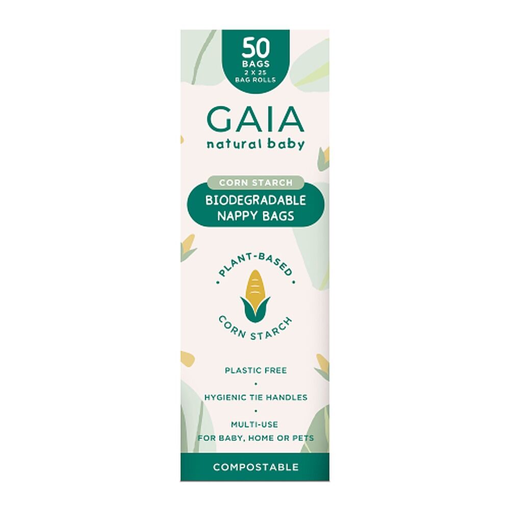 GAIA Natural Baby Biodegradable Nappy Bags 50 Pack