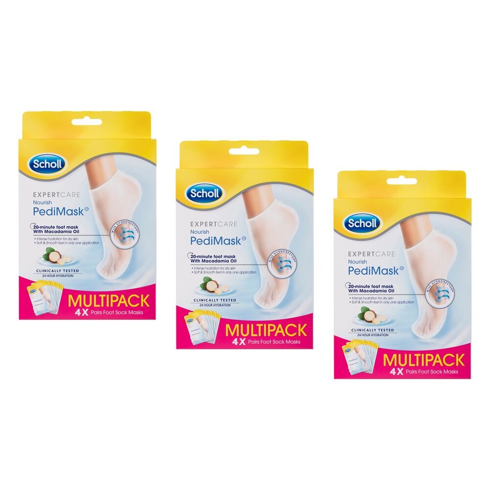Scholl ExpertCare PediMask with Macadamia Oil 4 Pairs Pack of 3