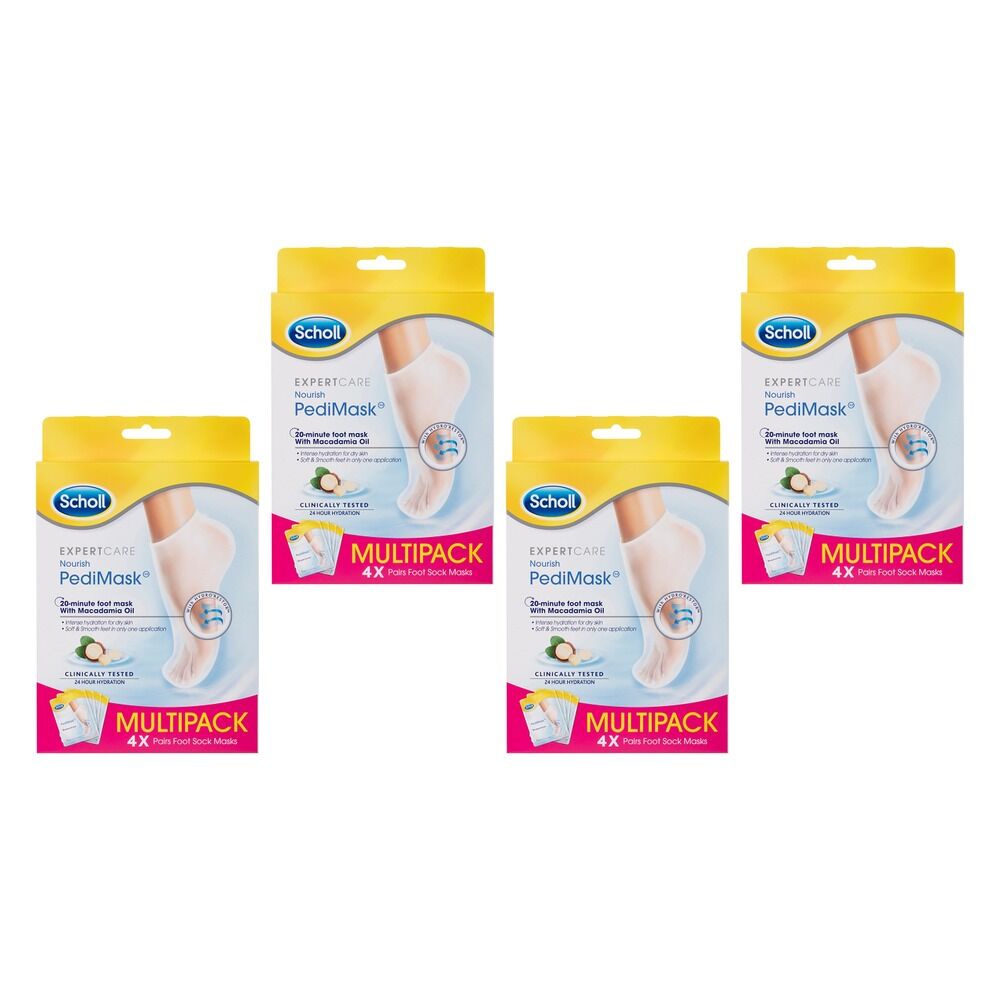 Scholl ExpertCare PediMask with Macadamia Oil 4 Pairs Pack of 4