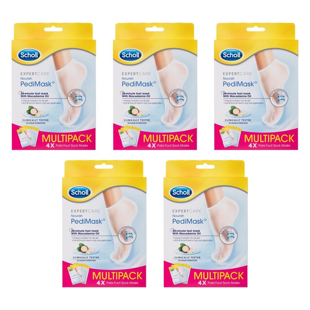 Scholl ExpertCare PediMask with Macadamia Oil 4 Pairs Pack of 5