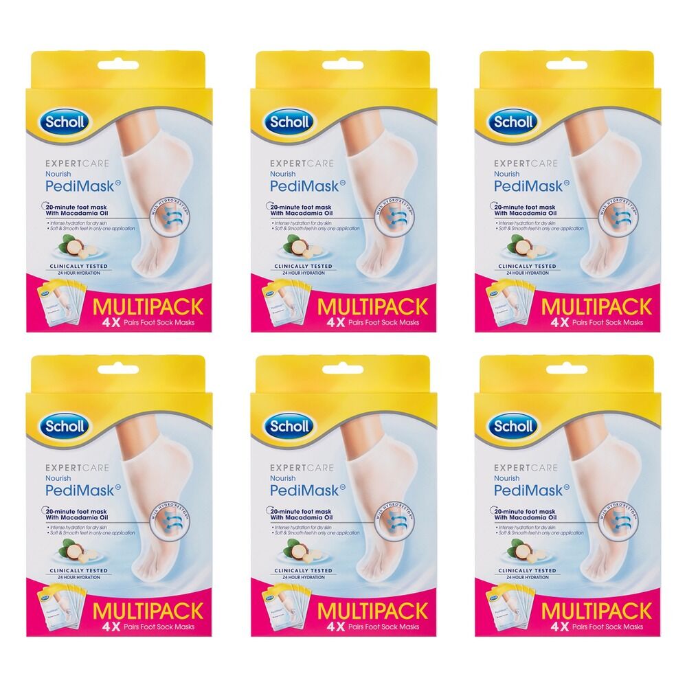 Scholl ExpertCare PediMask with Macadamia Oil 4 Pairs Pack of 6