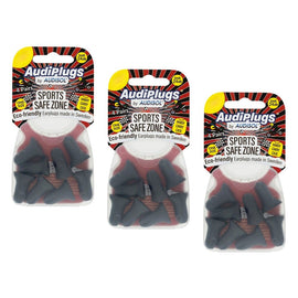 Audiplugs Sports Safe Zone Foam Ear Plugs 4 Pairs Pack of 3