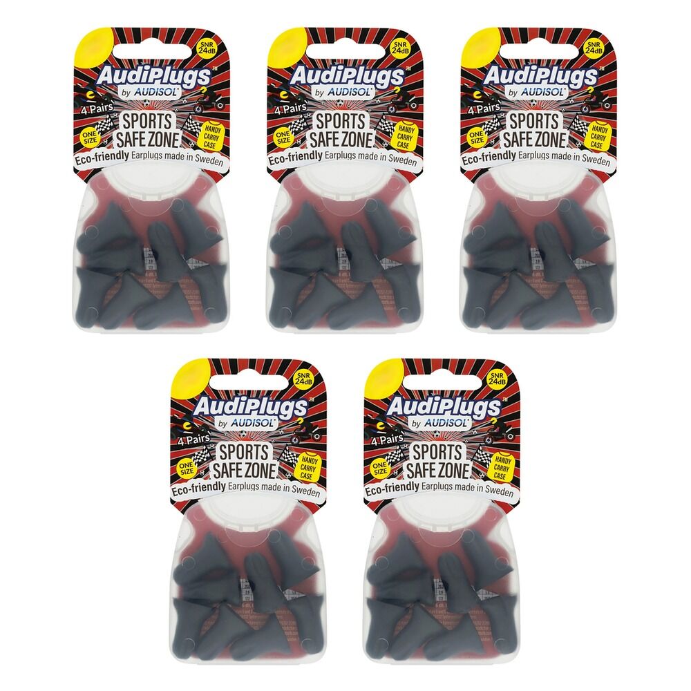 Audiplugs Sports Safe Zone Foam Ear Plugs 4 Pairs Pack of 5