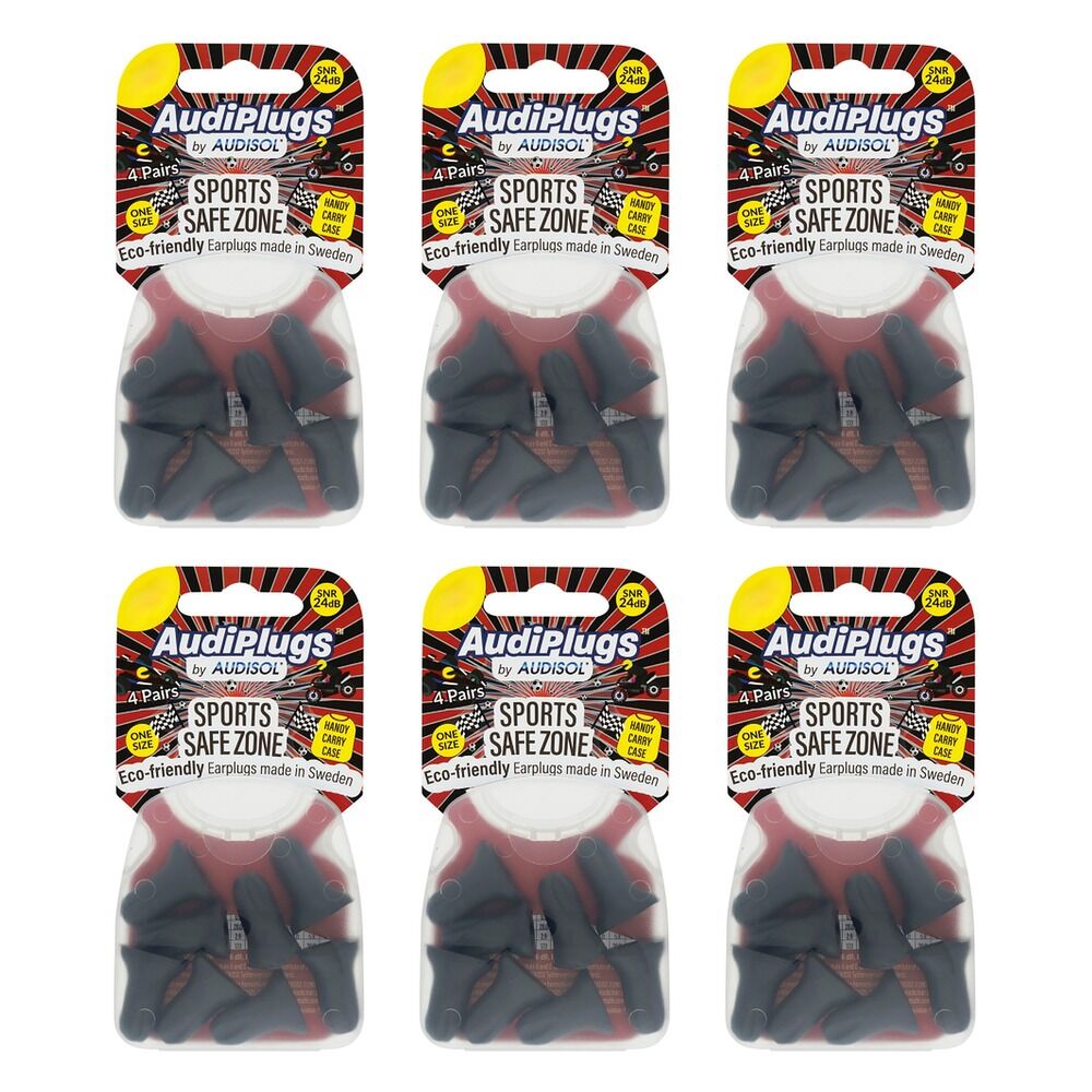 Audiplugs Sports Safe Zone Foam Ear Plugs 4 Pairs Pack of 6