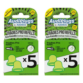 Audiplugs Tradies Pro Refills 5 Pairs Pack of 2