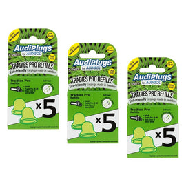Audiplugs Tradies Pro Refills 5 Pairs Pack of 3