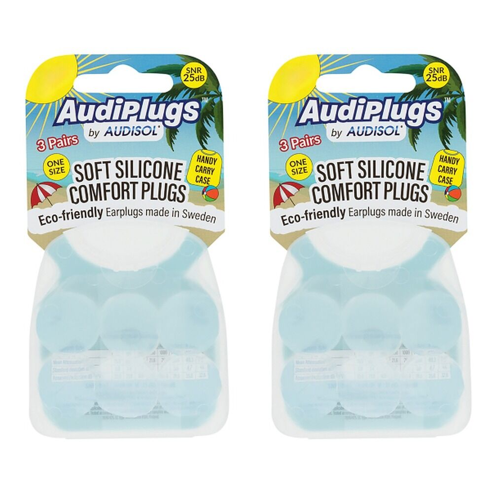 Audiplugs Soft Silicone Comfort Plugs 3 Pairs Pack of 2