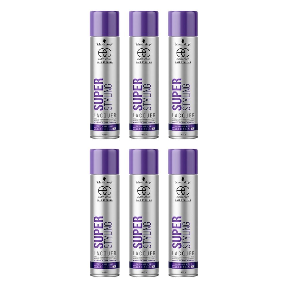 Schwarzkopf Extra Care Super Styling Lacquer Maximum Hold 400g Pack of 6