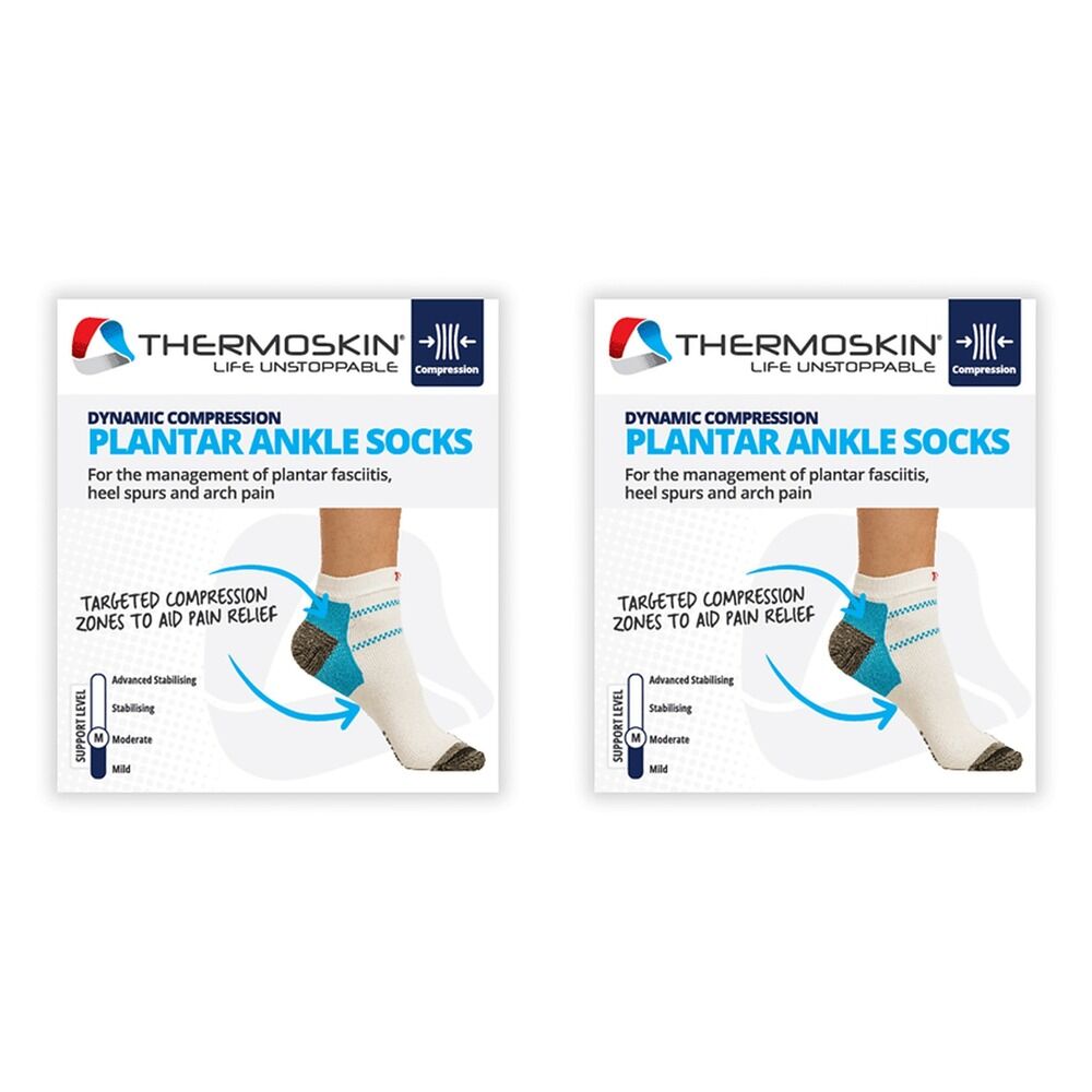 Thermoskin Plantar FXT Compression Socks Ankle Small White Pack of 2
