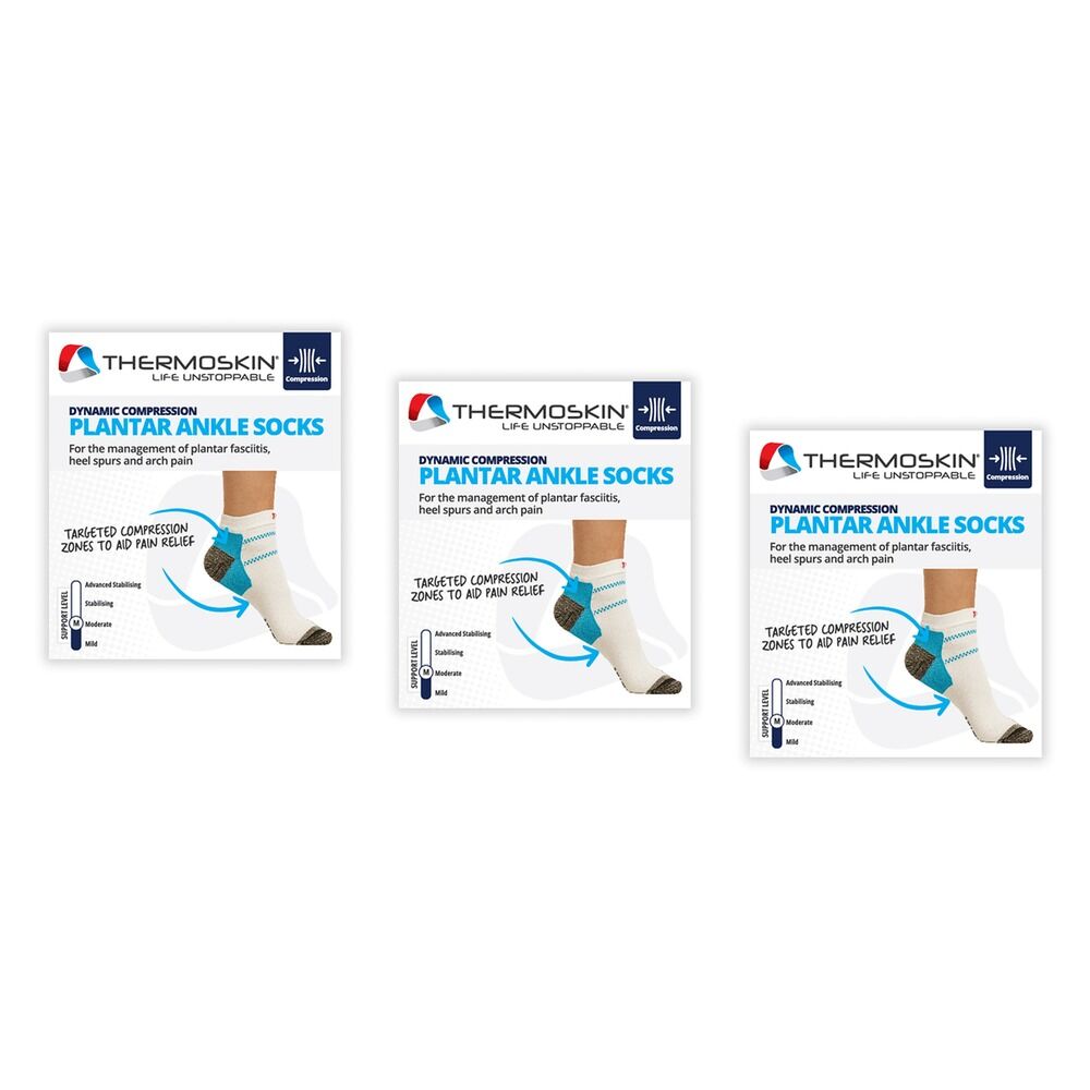 Thermoskin Plantar FXT Compression Socks Ankle Small White Pack of 3