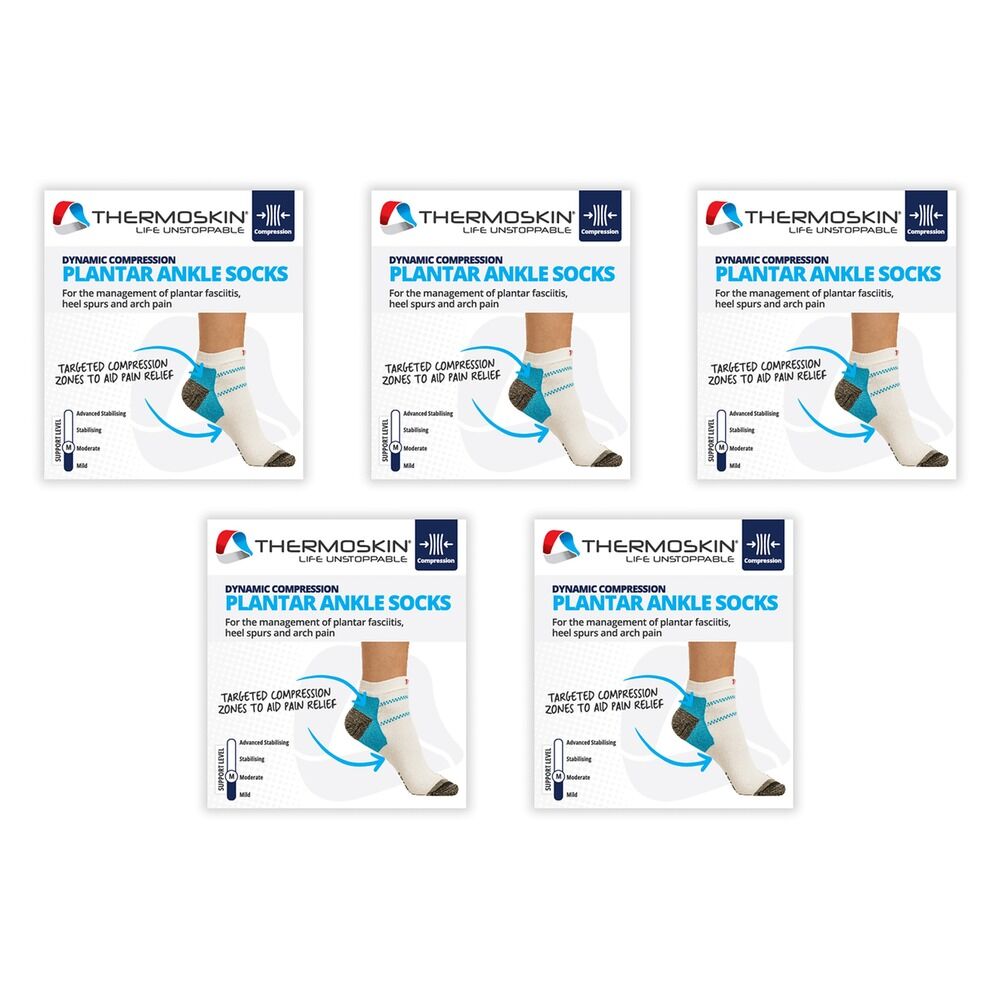 Thermoskin Plantar FXT Compression Socks Ankle Small White Pack of 5