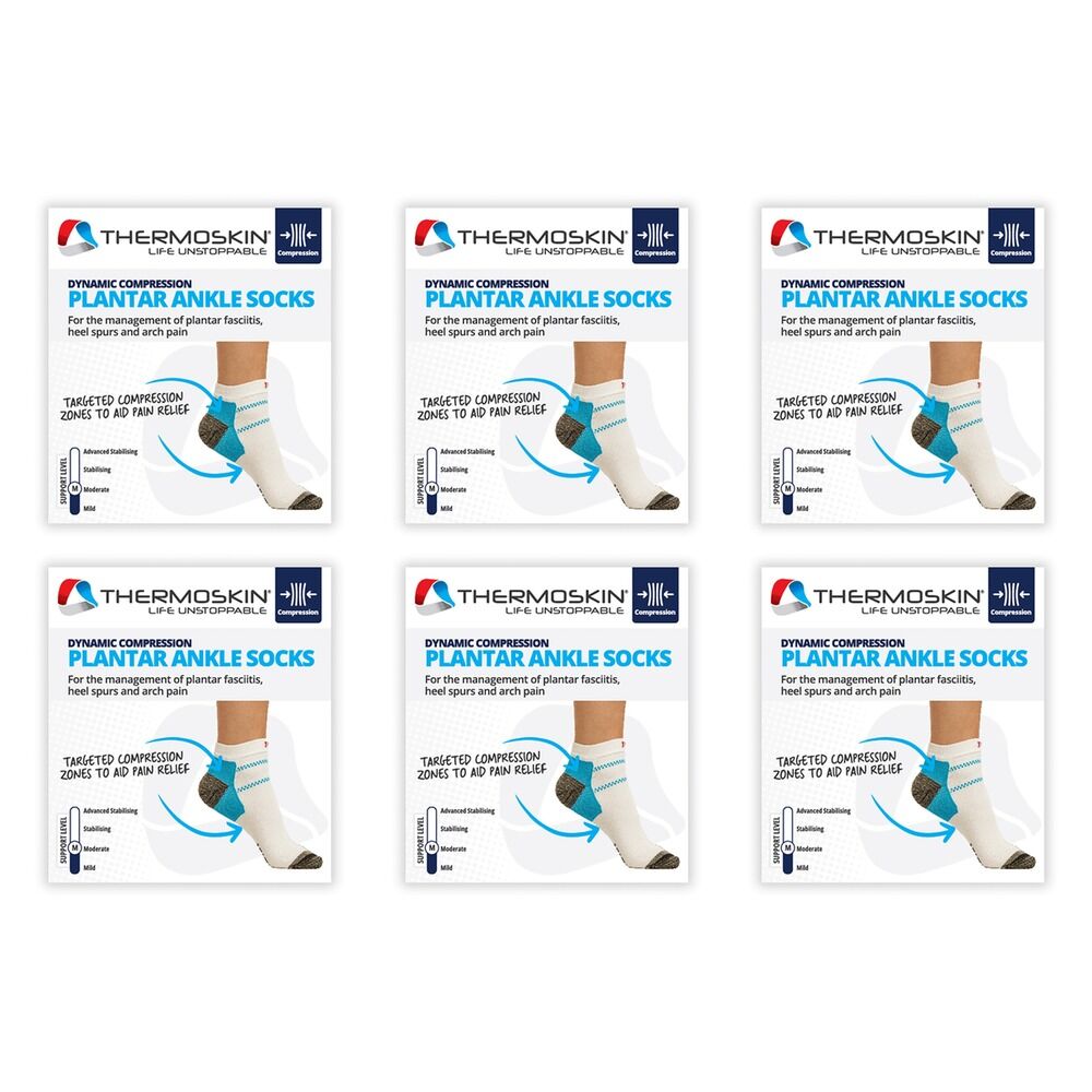 Thermoskin Plantar FXT Compression Socks Ankle Small White Pack of 6