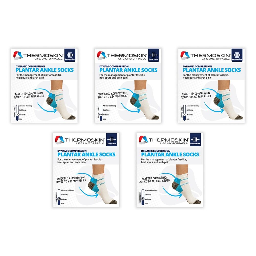 Thermoskin Plantar FXT Compression Socks Ankle Medium White Pack of 5