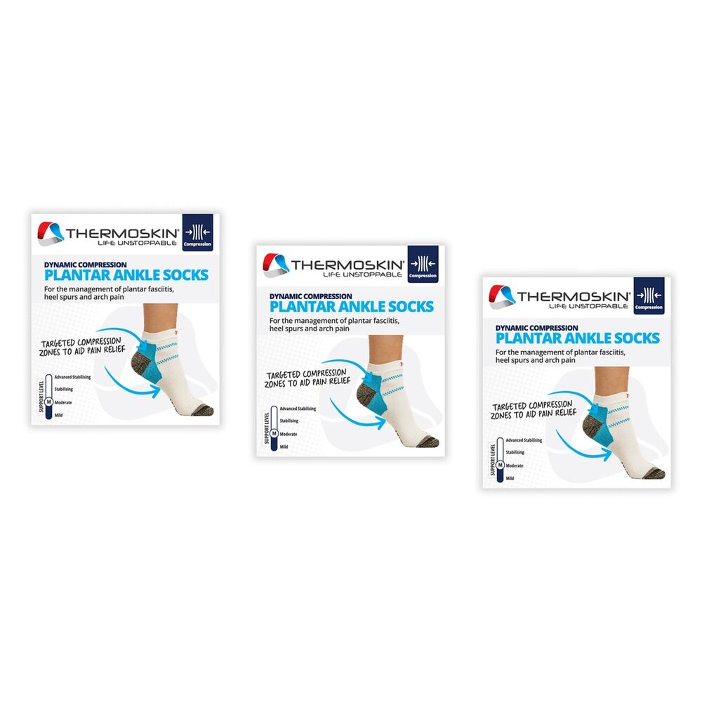 Thermoskin Plantar FXT Compression Socks Ankle Large White Pack of 3