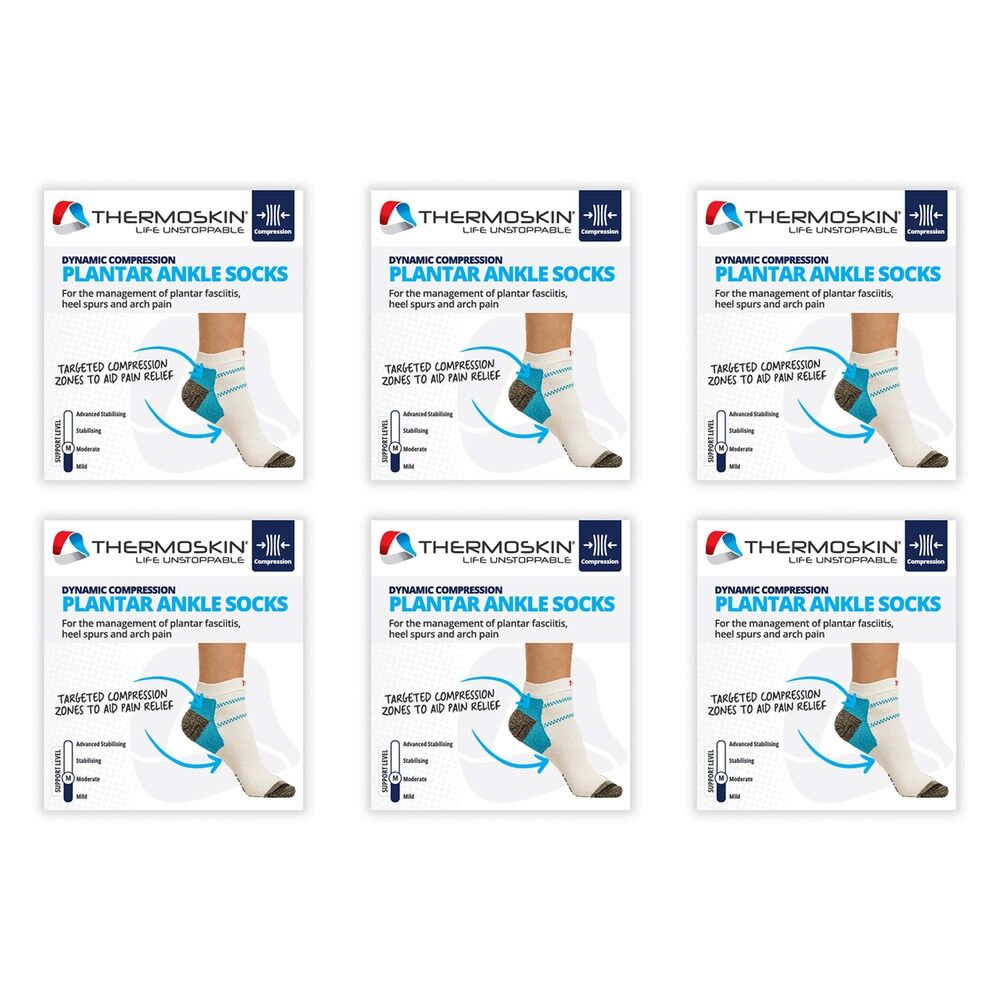 Thermoskin Plantar FXT Compression Socks Ankle Large White Pack of 6