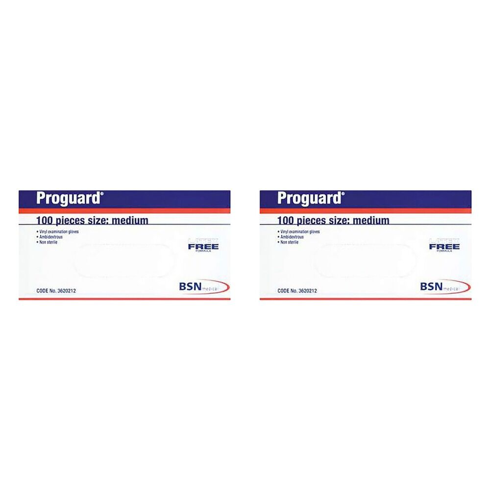 Proguard Vinyl Examination Gloves Medium 100 Pack Bundle of 2