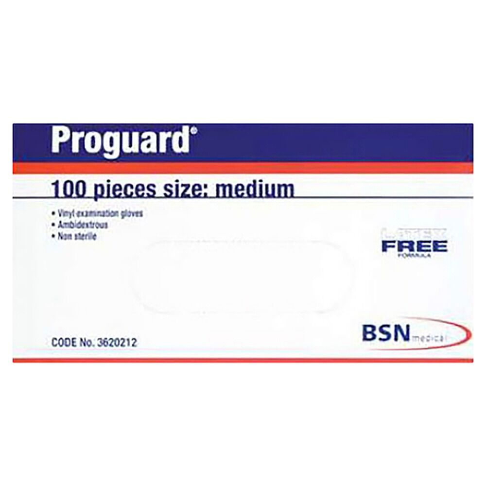 Proguard Vinyl Examination Gloves Medium 100 Pack