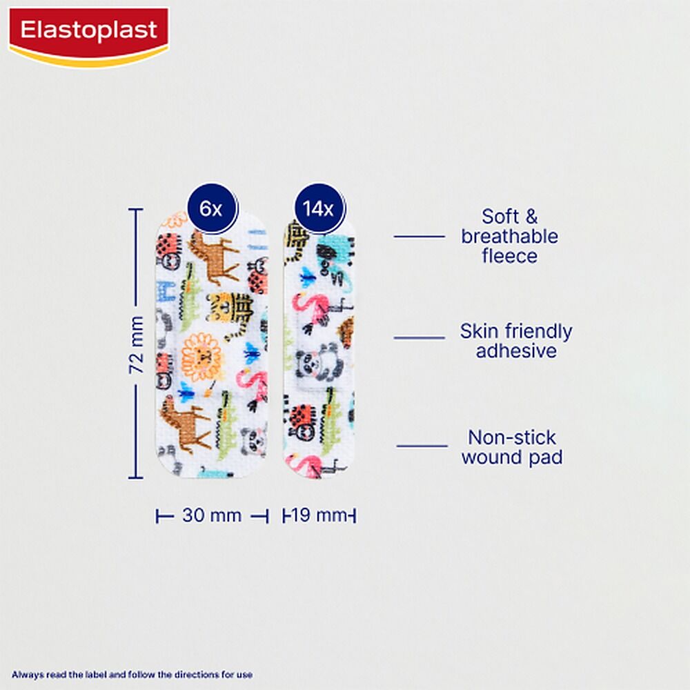 Elastoplast Sensitive Kids Animal Print Plasters 20 Pack