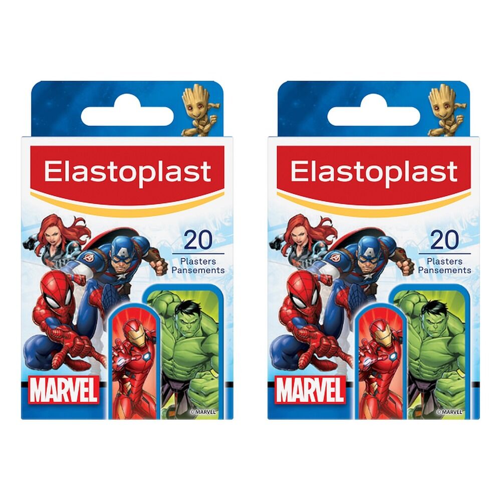 Elastoplast Marvel Kids Plasters 20 Pack Bundle of 2