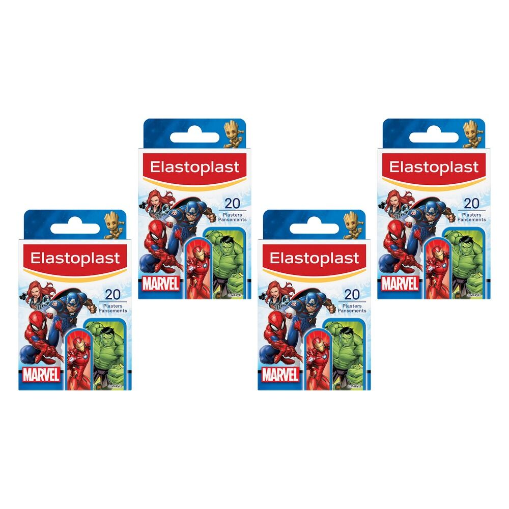 Elastoplast Marvel Kids Plasters 20 Pack Bundle of 4