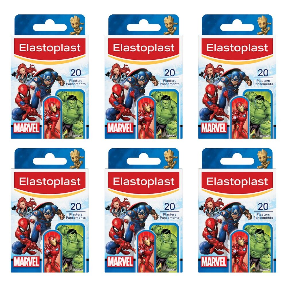 Elastoplast Marvel Kids Plasters 20 Pack Bundle of 6