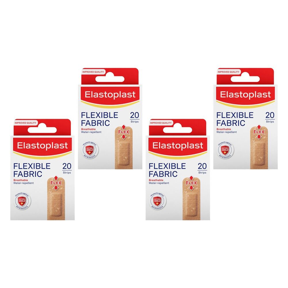 Elastoplast Flexible Fabric Plasters 20 Pack Bundle of 4