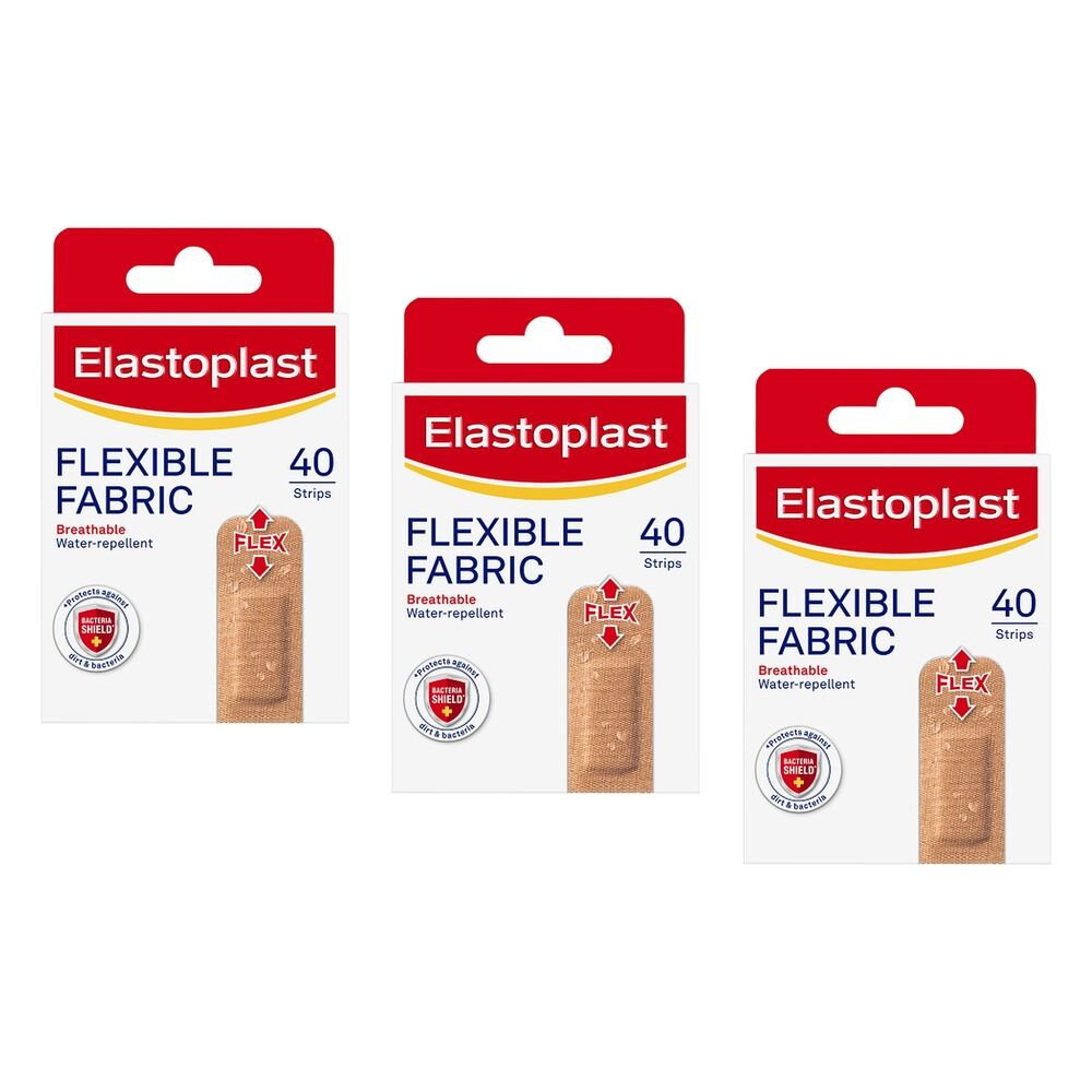 Elastoplast Flexible Fabric Plasters 40 Pack Bundle of 3