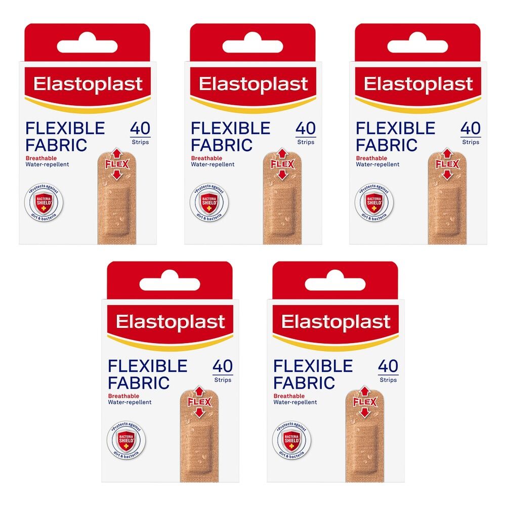 Elastoplast Flexible Fabric Plasters 40 Pack Bundle of 5