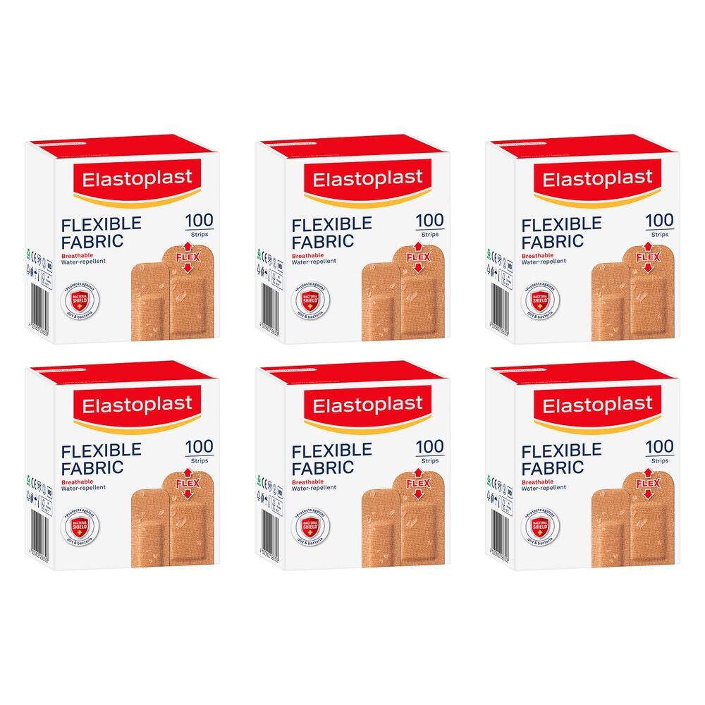 Elastoplast Flexible Fabric Plasters 100 Pack Bundle of 6