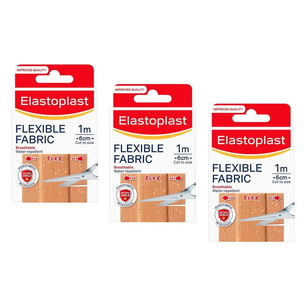 Elastoplast Flexible Fabric Plaster 1 Metre Pack of 3