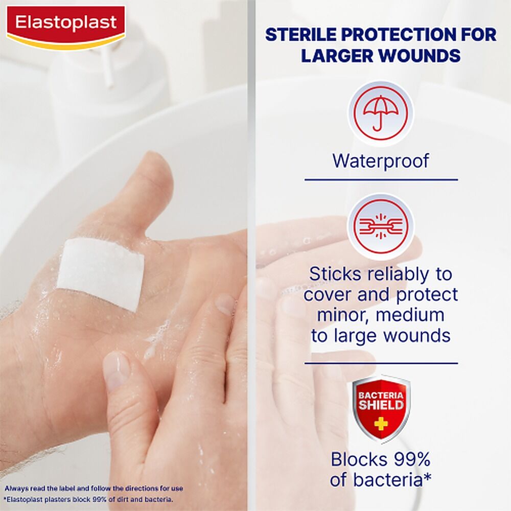 Elastoplast Waterproof XL Sterile Dressings 6cm x 7cm