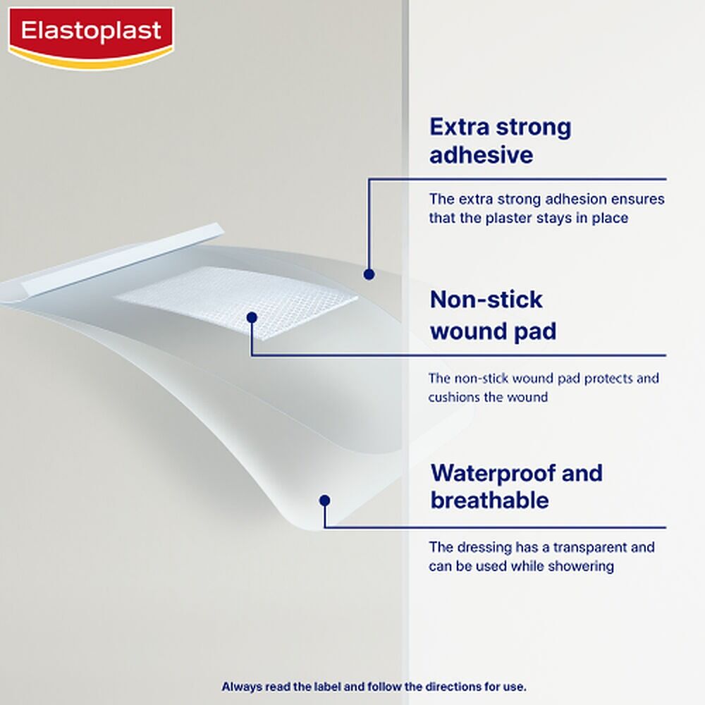 Elastoplast Waterproof XL Sterile Dressings 6cm x 7cm